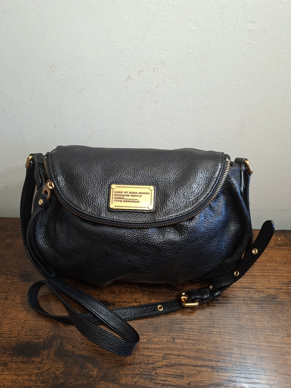 Marc by Marc Jacobs Classic Q Natasha Black Leather Crossbody Shoulder Bag